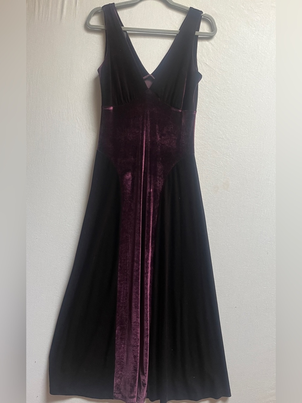 Anna Sui Vintage Velvet Panel V Neck Maxi Dress 4